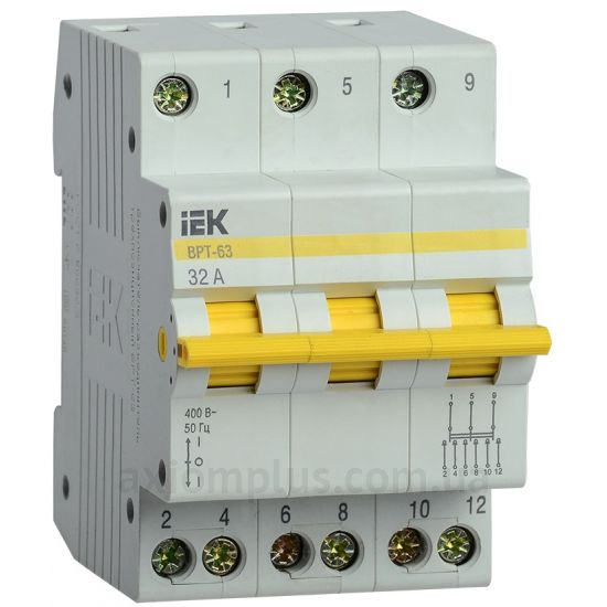 Модульный разрывной 3P переключатель нагрузки 1-0-2 на 32А IEK MPR10-3-032