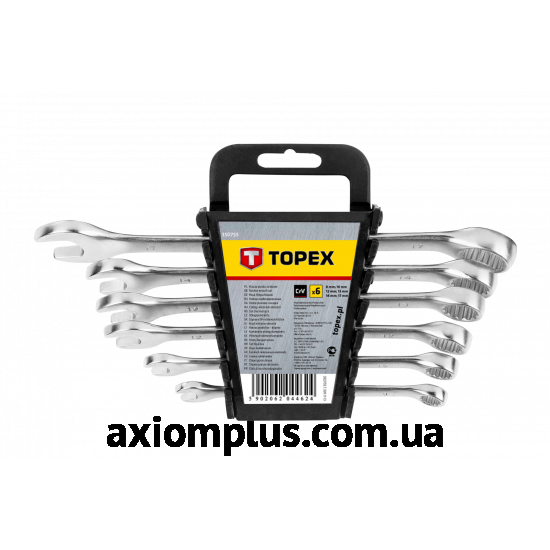 Фото набора комбинированных ключей Topex 35D755в пластиковом кейсе