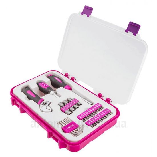 Фото набора инструментов Topex 40D100в пластиковом кейсе розового цвета
