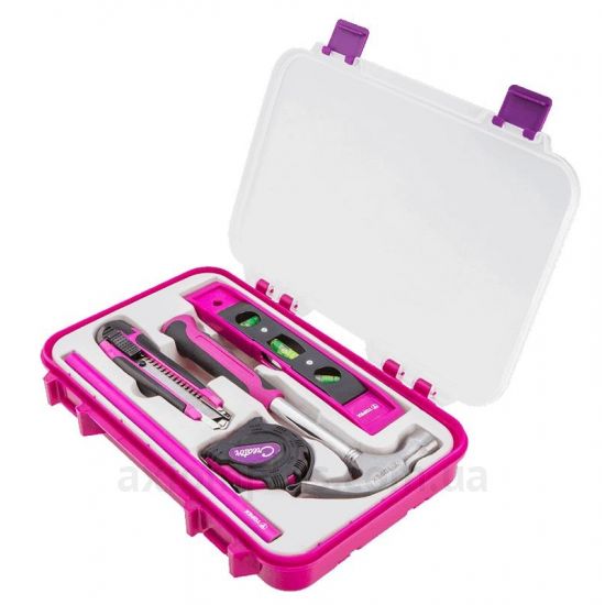 Фото набора инструментов Topex 40D103в пластиковом кейсе розового цвета