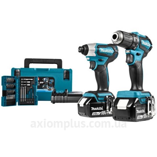 Фото набора электроинструментов Makita DLX2220JX2в пластиковом кейсе синего цвета