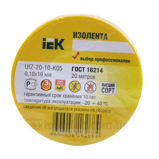 Изолента желтого цвета IEK 0,18х19мм (UIZ-20-10-K05)