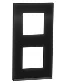 Вертикальная двухпостовая рамка Schneider Electric NU6004V86 Unica Pure (черное стекло)