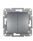 Двухклавишный кнопочный выключатель Schneider Electric Asfora EPH1100162 (сталь)