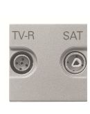 Прохідна TV-R SAT розетка ABB Zenit 2CLA225180N1301 N2251.8 PL (срібло)