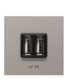 USB розетка ABB Zenit 2CLA228500N1301 N2285 PL (серебро)