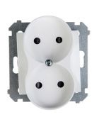 Двухпостовая электрическая розетка Kontakt Simon Simon 54 Premium DG2MZ.01/11 со шторками (белый)