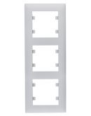 Вертикальная трехместная рамка Hager WL5632 Lumina-Intens 3X (серебристая)