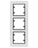 Вертикальна тримісна рамка Hager WL9130 Lumina-Passion 3Х (біле скло)
