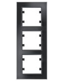 Вертикальная трехместная рамка Hager WL9131 Lumina-Passion 3Х (черное стекло)