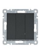 Трехклавишный выключатель Hager WL0073 Lumina 10АХ/230В (черный)