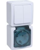 Вертикальний блок вимикач із розеткою IEK БВб-22-32-ГПБд «Гермес Plus» EBVMP20-K03-32-54-EC із з/к IP54