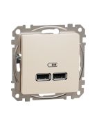 USB розетка Schneider Electric Sedna Design & Elements A+A 2,1A бежева SDD112401