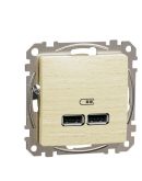 USB розетка Schneider Electric Sedna Design & Elements A+A 2,1A береза SDD180401