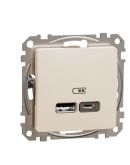 USB-розетка Schneider Electric Sedna Design & Elements A+C 2,4A бежева SDD112402