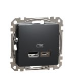USB-розетка Schneider Electric Sedna Design & Elements A+C 2,4A чорна SDD114402