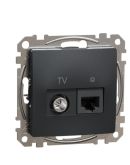 Кінцева TV-розетка Schneider Electric Sedna Design & Elements + RJ45 кат. 6 UTP чорна SDD114469T