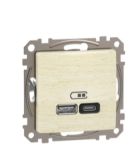 Розетка USB Schneider Electric Sedna Design & Elements A+C 3A 45Вт береза SDD180404