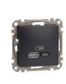 Розетка USB Schneider Electric Sedna Design & Elements A+C 3A 45Вт чорна SDD114404