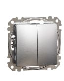 Кнопковий двоклавішний вимикач Schneider Electric Sedna Design & Elements матовий алюміній SDD170118