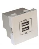 Механізм подвійної USB розетки Logus 45439 SBR CHARGER TYPE "A" (білий)