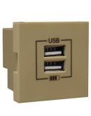 Механизм двойной USB розетки Logus 45439 SDU CHARGER TYPE «A» (золотой)