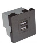 Механизм двойной USB розетки Logus 45439 SIS CHARGER TYPE «A» (серый)