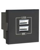 Механизм двойной USB розетки Logus 45439 SPT CHARGER TYPE «A» (черный)