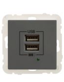 Розетка Logus 45439 TIS USB Charger type «A» 2А (серый)