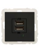 Розетка Logus 45439 TPM USB Charger type «A» 2А (черная матовая)