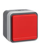 Розетка с з/к с красной крышкой IP55, серая, 16А/250В W.1