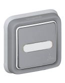 Выключатель кнопочный с НО+НЗ контактами + держатель этикеток серый Legrand