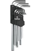 Набор шестигранных HEX ключей TOPEX 35D956 1.5-10мм (9шт)