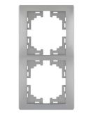 Рамка 2-местная вертикальная серый металлик, Mira, Lezard