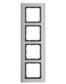 Четырехместная вертикальная рамка Berker B.7 10143606 (нержавеющая сталь/антрацит)