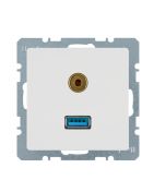 Мультимедийная USB/3.5мм розетка Berker Q.x 3315396089 (полярная белизна)