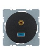 Мультимедийная USB/3.5мм аудио розетка Berker R.x 3315392045 (черная)