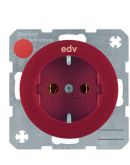 Розетка Berker R.x 47432022 с подписью «EDV» с заземлением (красная)
