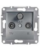 Розетка TV-R-SAT проходная без рамки сталь Asfora, EPH3500262