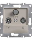 Розетка TV-R-SAT проходная без рамки бронза Asfora, EPH3500269