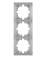 Рамка 3-местная вертикальная серый металлик, Mira, Lezard