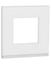 Горизонтальная однопостовая рамка Schneider Electric NU600289 (матовое стекло/белый)