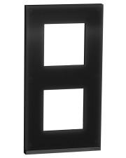 Вертикальная двухпостовая рамка Schneider Electric NU6004V86 Unica Pure (черное стекло)