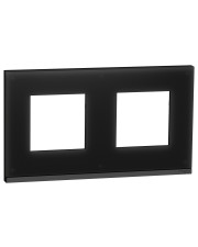 Горизонтальная двухпостовая рамка Schneider Electric NU600486 (черное стекло/антрацит)