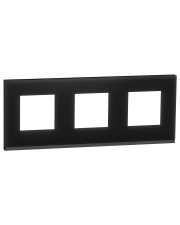 Горизонтальная трехпостовая рамка Schneider Electric NU600686 (черное стекло/антрацит)