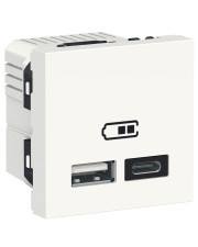 Двойная USB розетка Schneider Electric NU301818 тип А+тип С (белая)
