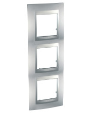 Трехместная вертикальная рамка Schneider Electric Unica Top MGU6.006V.30 (алюминий)
