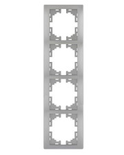 Рамка 4-местная вертикальная серый металлик, Mira, Lezard