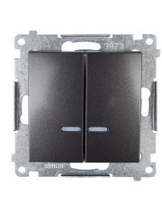 Подвійний вимикач Kontakt Simon Simon 54 Premium DW5BL.01/48 з підсвічуванням (антрацит)