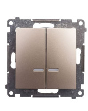 Подвійний вимикач Kontakt Simon Simon 54 Premium DW5BL.01/44 з підсвічуванням (золото)